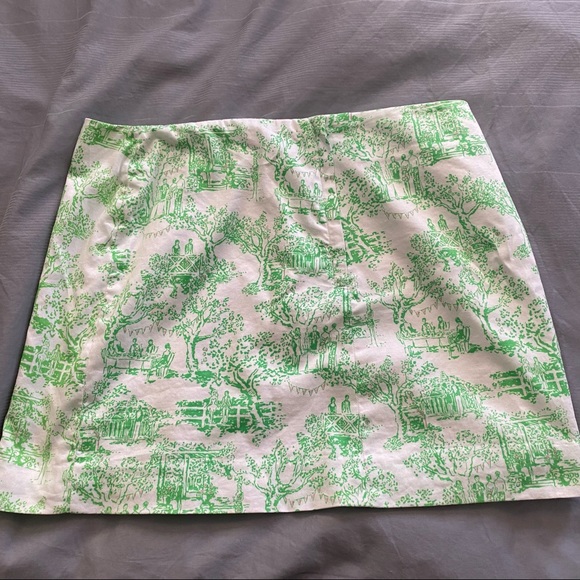 Lilly Pulitzer Green and White Lined Cotton Skirt - size 4 - Picture 2 of 6